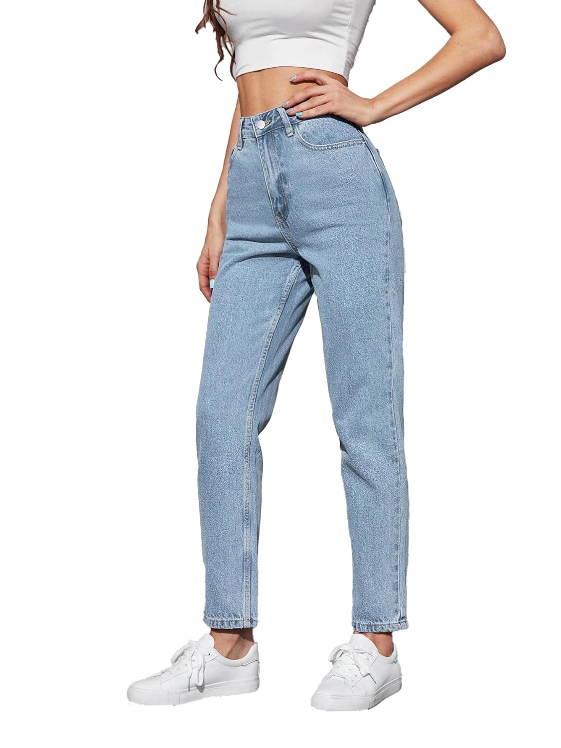 KOTTY Women High Rise Cotton Lycra Blend Ankle Length Jeans Sky Blue