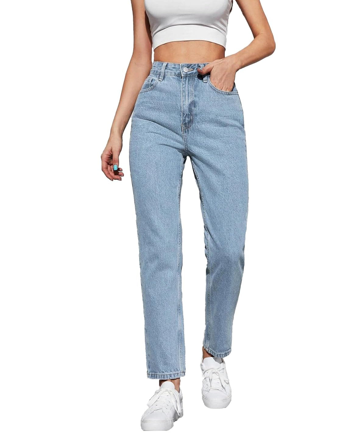 KOTTY Women High Rise Cotton Lycra Blend Ankle Length Jeans Sky Blue