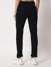 KOTTY Women's High Rise Cotton Lycra Blend Ankle Length Slim fit Jeans Oil Black