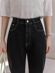 KOTTY Women High Rise Cotton Lycra Regular Length Slim Fit Solid Jeans Jet Black