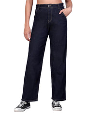 KOTTY Women's High Rise Cotton Lycra Blend Ankle Length Relaxed Fit Jeans
