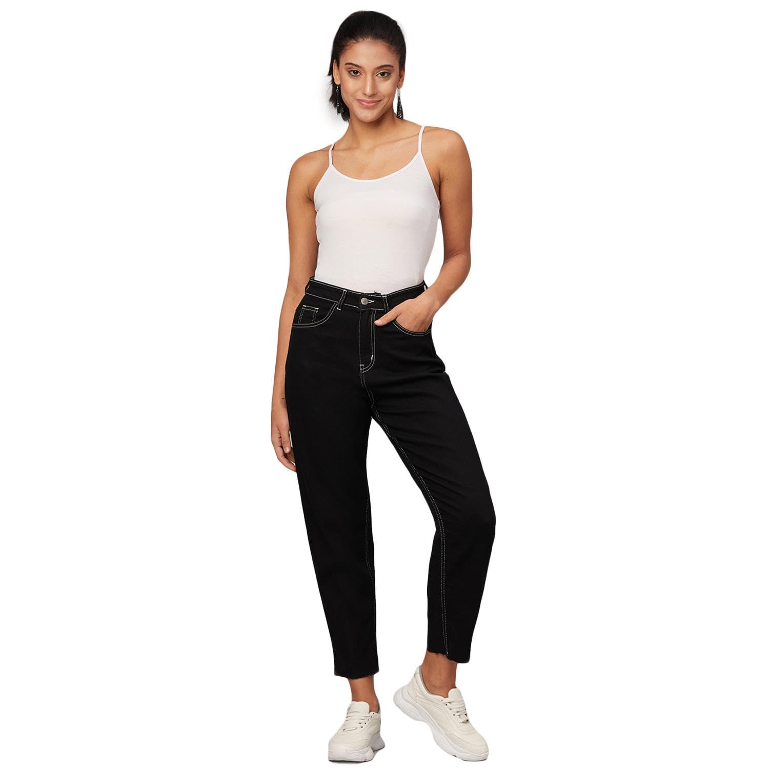 KOTTY Women's High Rise Cotton Lycra Blend Ankle Length Slim fit Jeans