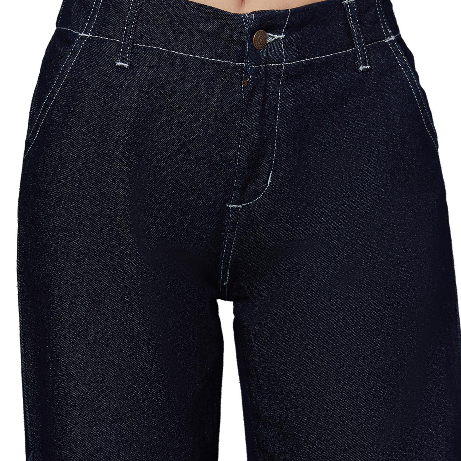KOTTY Women's High Rise Cotton Lycra Blend Ankle Length Relaxed Fit Jeans