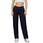 KOTTY Women's High Rise Cotton Lycra Blend Ankle Length Relaxed Fit Jeans