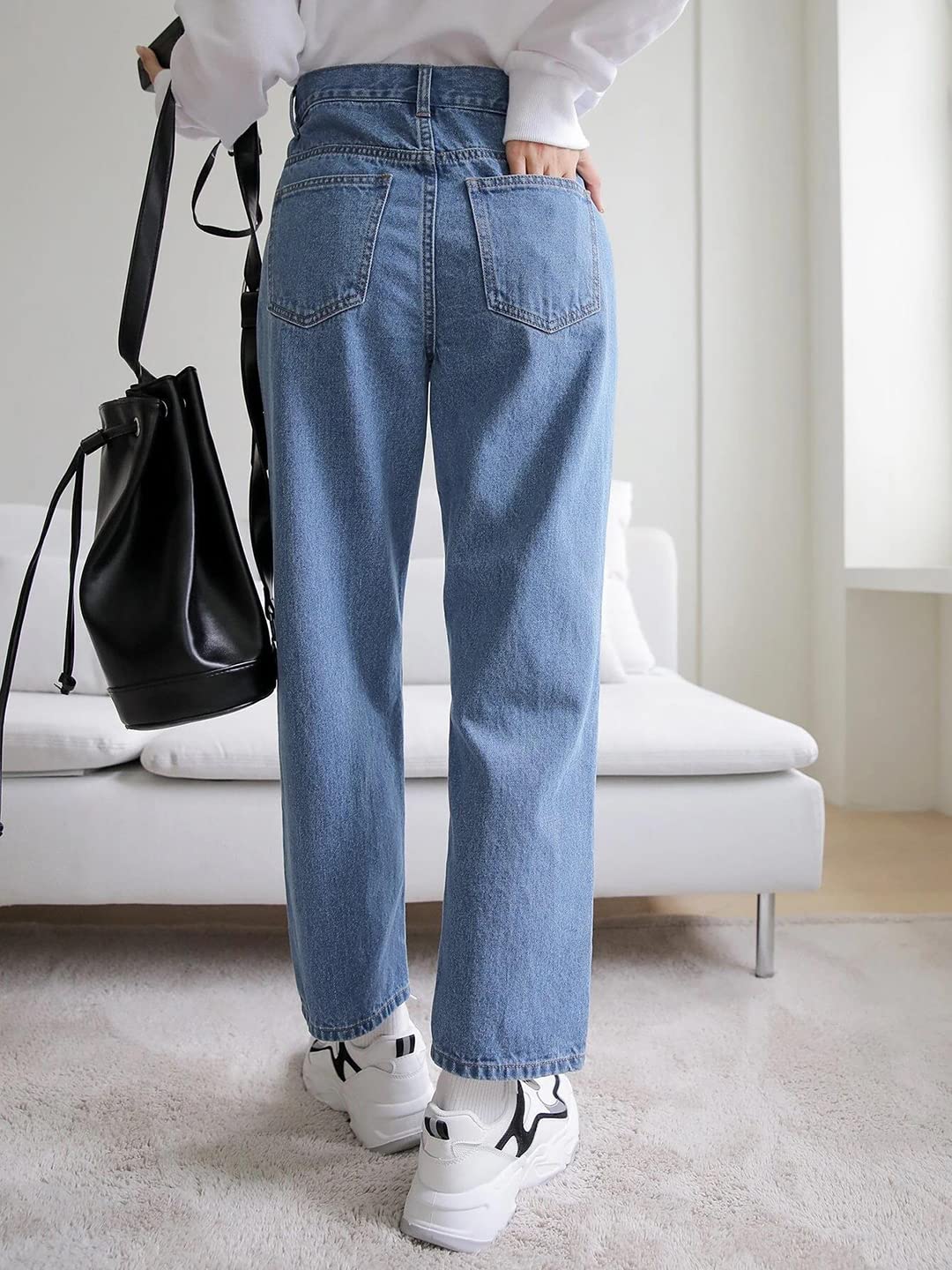 KOTTY Womens Cotton Lycra Blend Straight Fit High Rise Jeans