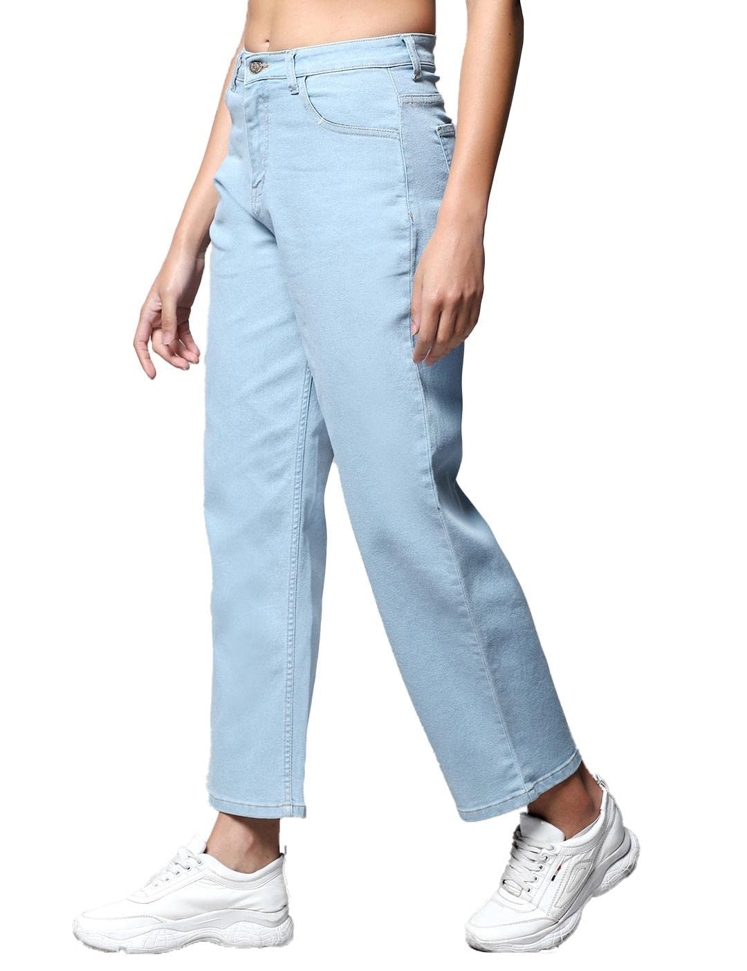 KOTTY Womens Cotton Lycra Blend Straight Fit High Rise Jeans