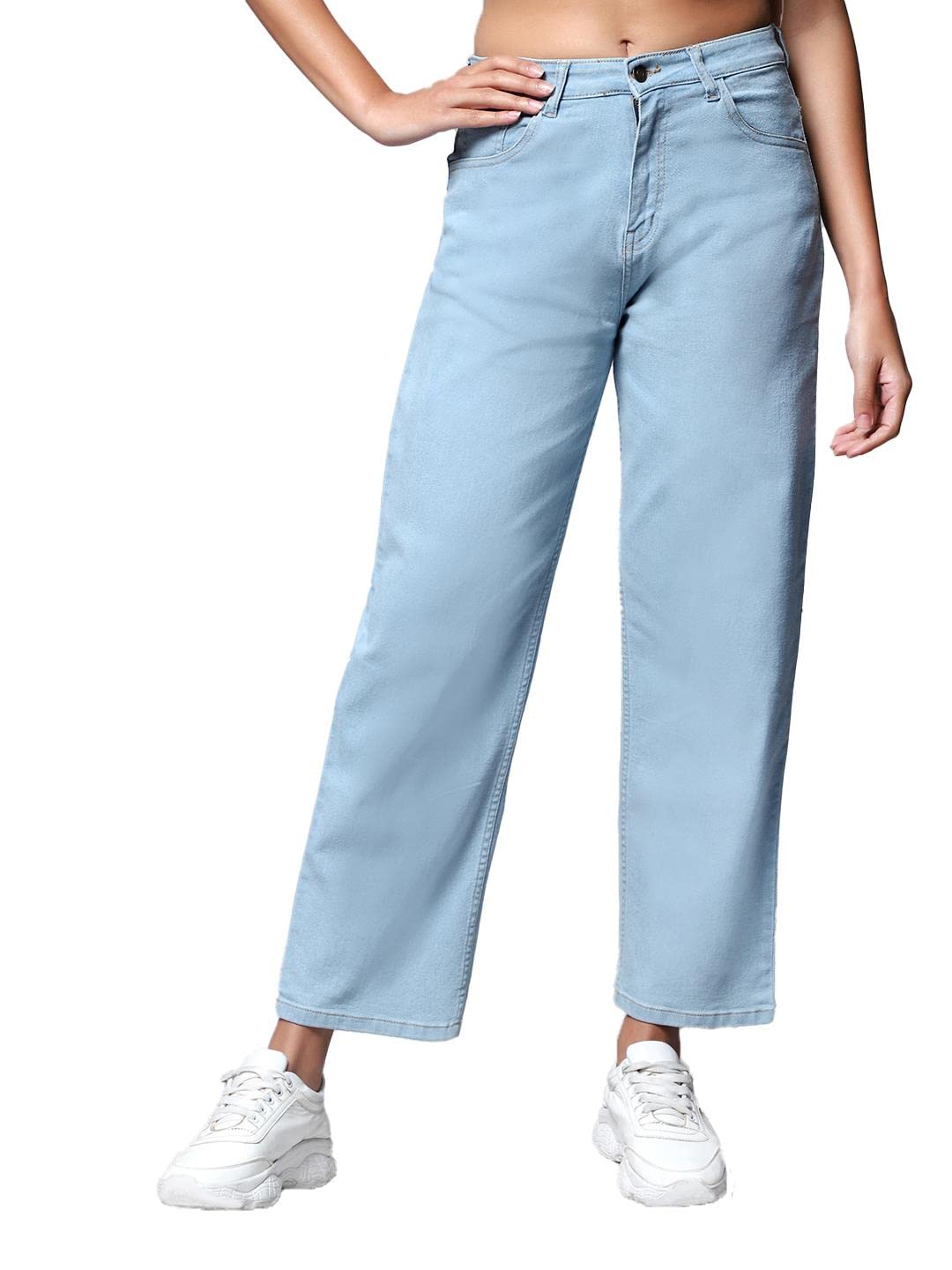 KOTTY Womens Cotton Lycra Blend Straight Fit High Rise Jeans