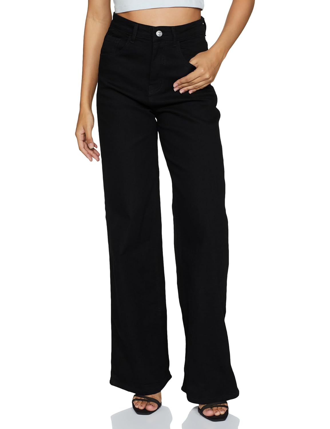 KOTTY Women's Regular Black Jeans