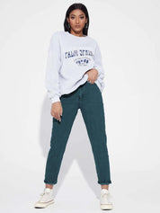KOTTY Women's High Rise Cotton Lycra Blend Ankle Length Slim fit Jeans Hunter Green
