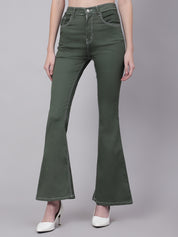 KOTTY Boot-Leg Women Dark Green Jeans 