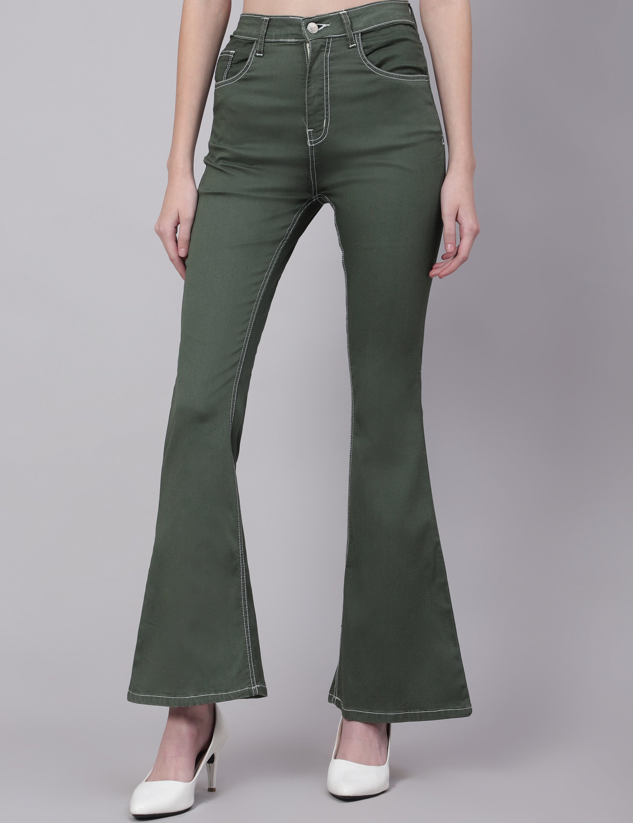 KOTTY Boot-Leg Women Dark Green Jeans 