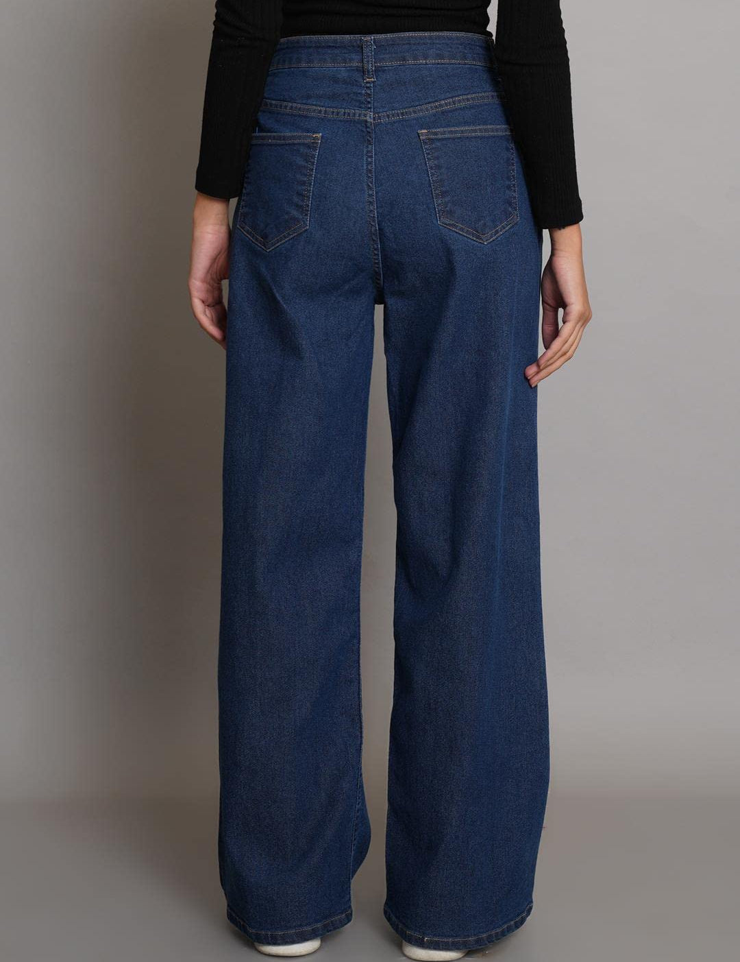 KOTTY Women's High Rise Cotton Lycra Blend Ankle Length Relaxed Fit Jeans
