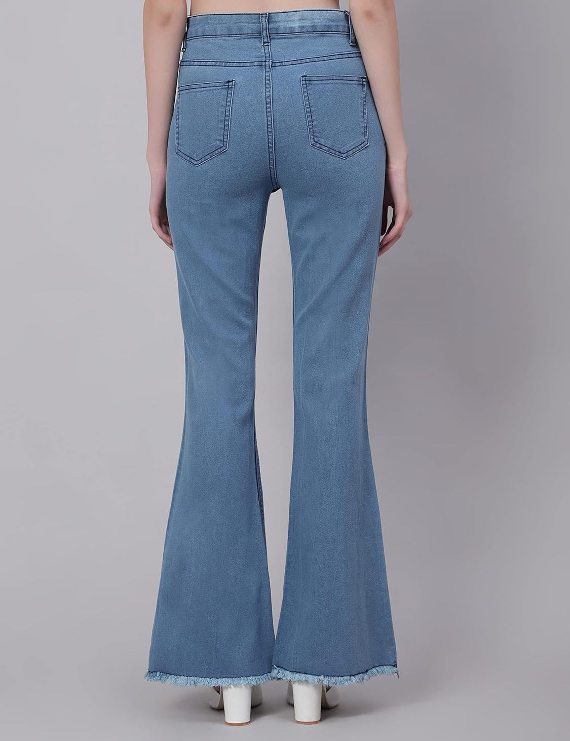 KOTTY Womens Cotton Lycra Blend Bootleg Fit High Rise Jeans Sky Blue
