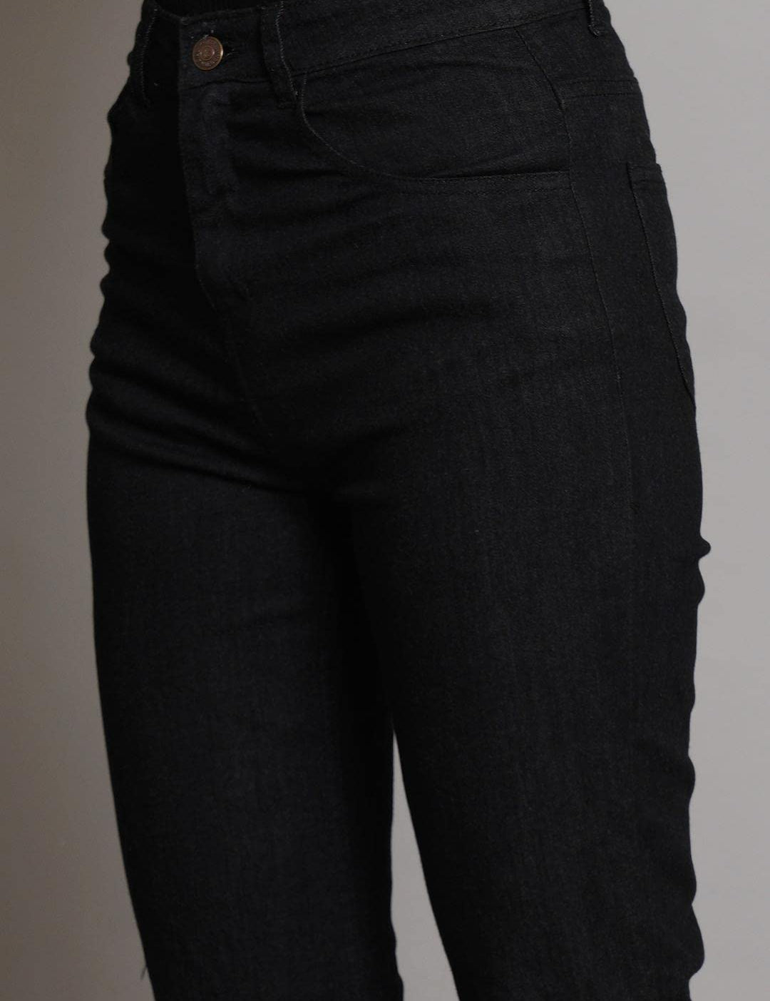 KOTTY Womens Cotton Lycra Blend Bootleg Fit High Rise Jeans Oil Black