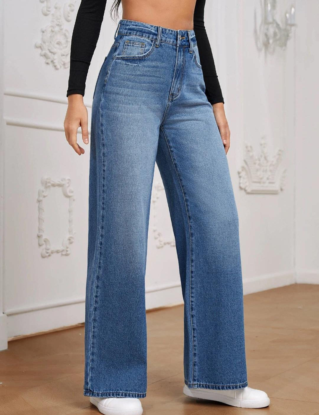 KOTTY Women's High Rise Cotton Lycra Blend Ankle Length Relaxed Fit Jeans