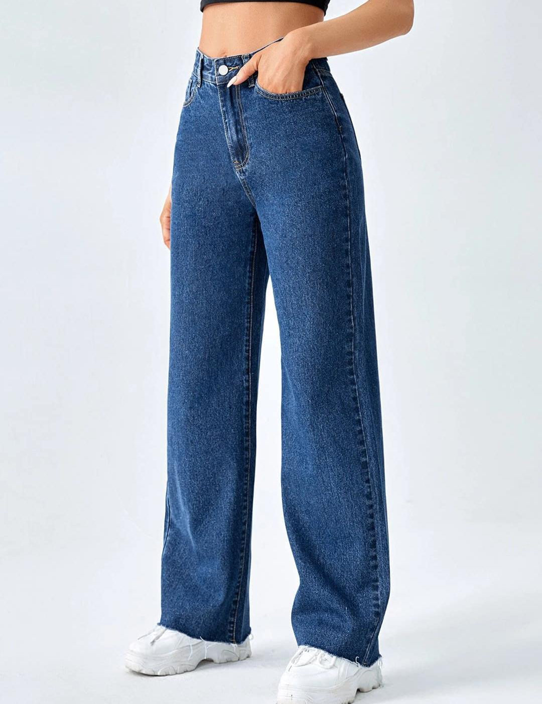 KOTTY Women's High Rise Cotton Lycra Blend Ankle Length Relaxed Fit Jeans