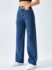 KOTTY Women's High Rise Cotton Lycra Blend Ankle Length Relaxed Fit Jeans