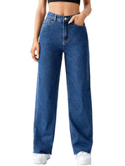 KOTTY Women's High Rise Cotton Lycra Blend Ankle Length Relaxed Fit Jeans