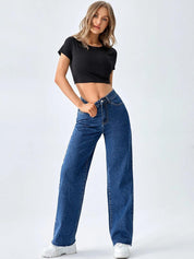 KOTTY Women's High Rise Cotton Lycra Blend Ankle Length Relaxed Fit Jeans