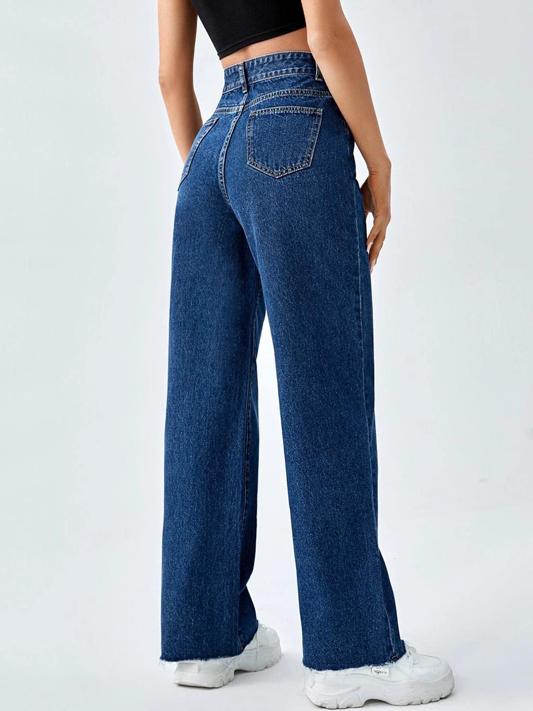 KOTTY Women's High Rise Cotton Lycra Blend Ankle Length Relaxed Fit Jeans