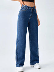 KOTTY Women's High Rise Cotton Lycra Blend Ankle Length Relaxed Fit Jeans, 34, Blue