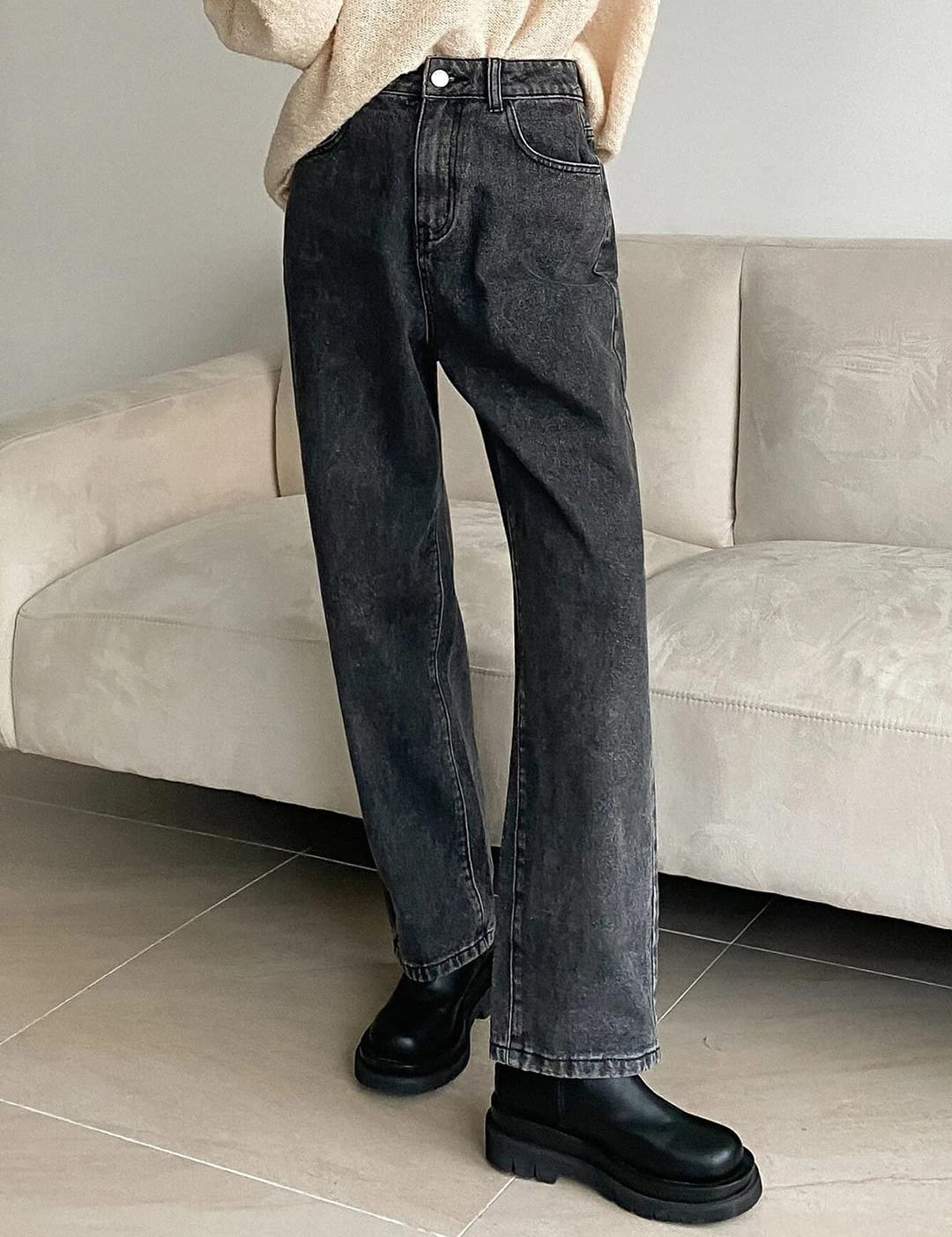 KOTTY Women's High Rise Cotton Lycra Blend Ankle Length Relaxed Fit Jeans