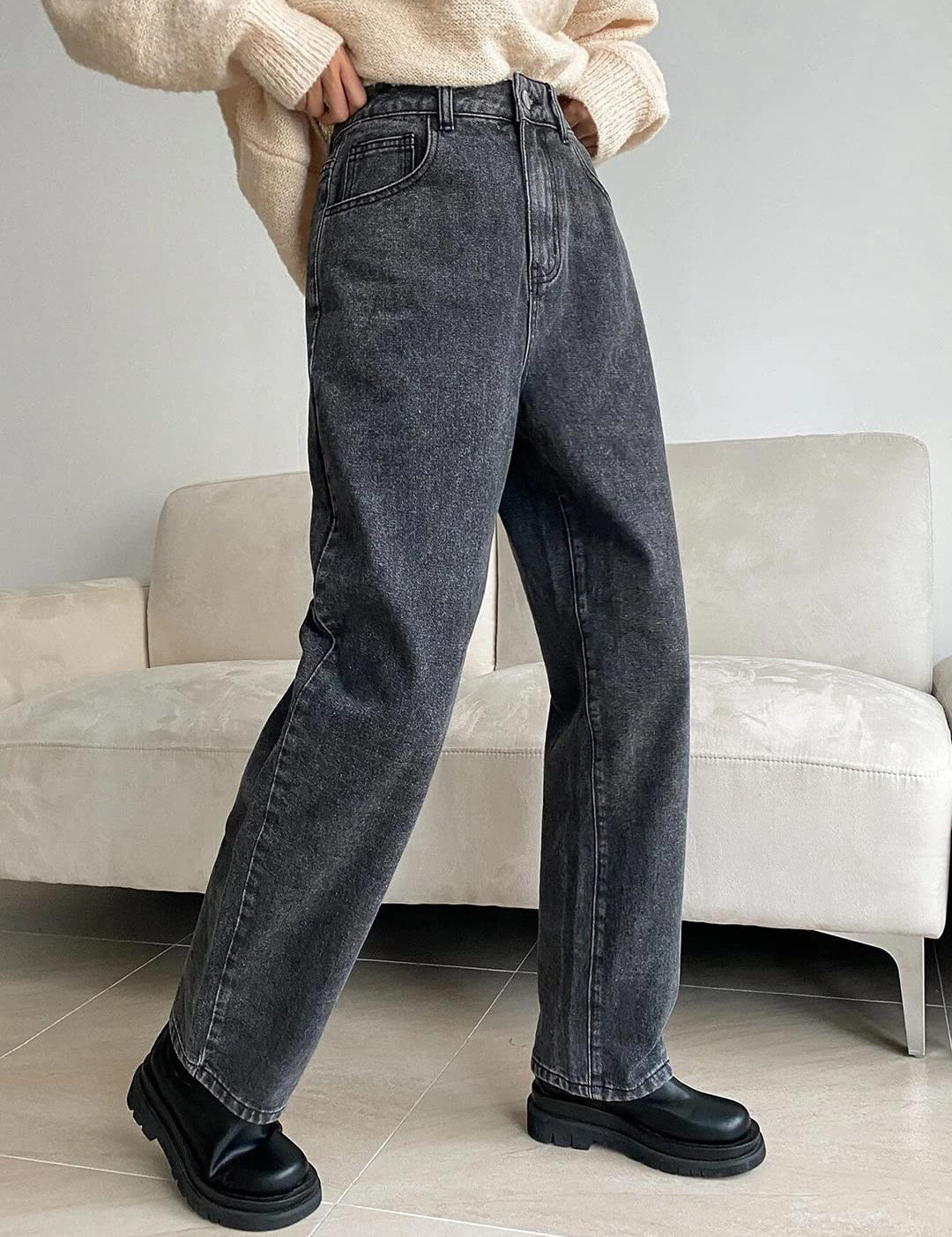 KOTTY Women's High Rise Cotton Lycra Blend Ankle Length Relaxed Fit Jeans