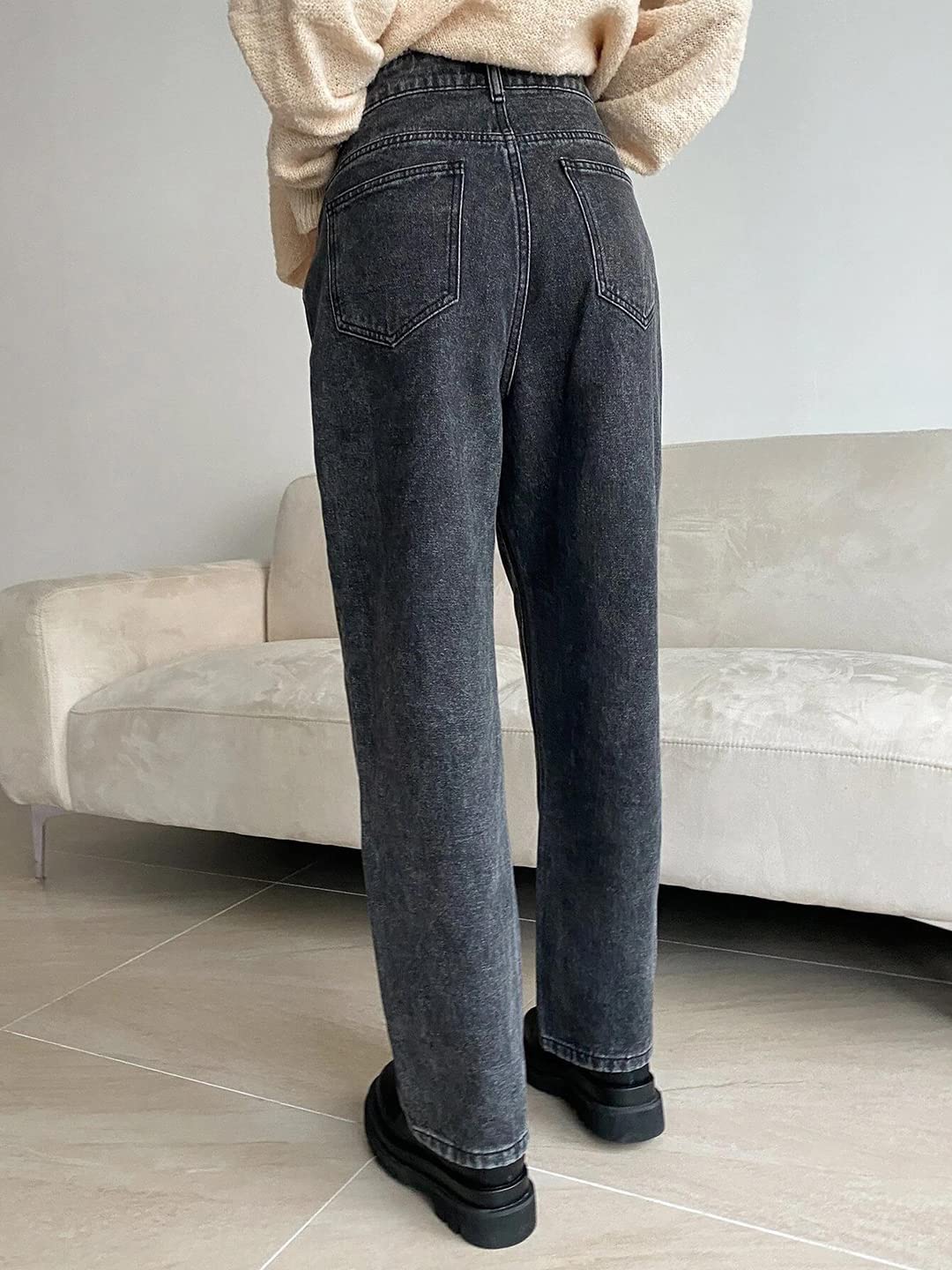 KOTTY Women's High Rise Cotton Lycra Blend Ankle Length Relaxed Fit Jeans