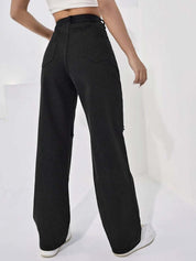 KOTTY Womens Solid High Rise Cotton Lycra Blend Relaxed Fit Jeans Jet Black