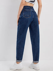 KOTTY Women Slim High Rise Dark Blue Jeans