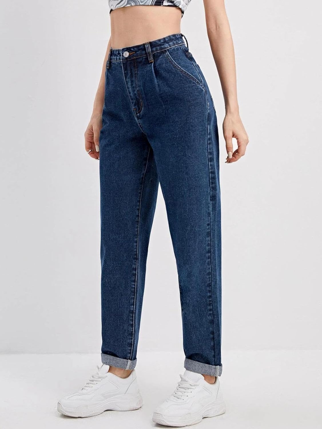KOTTY Women Slim High Rise Dark Blue Jeans