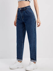 KOTTY Women Slim High Rise Dark Blue Jeans