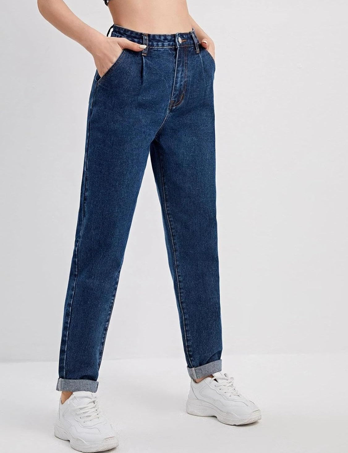 KOTTY Women Slim High Rise Dark Blue Jeans