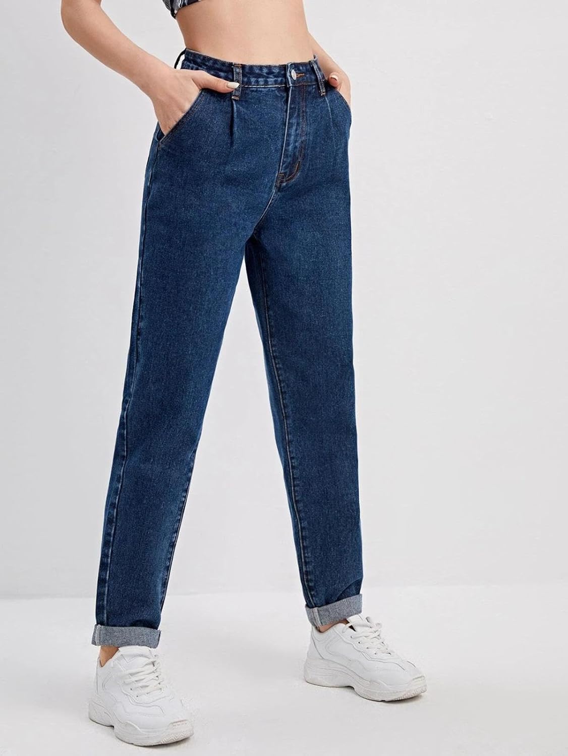 KOTTY Women Slim High Rise Dark Blue Jeans