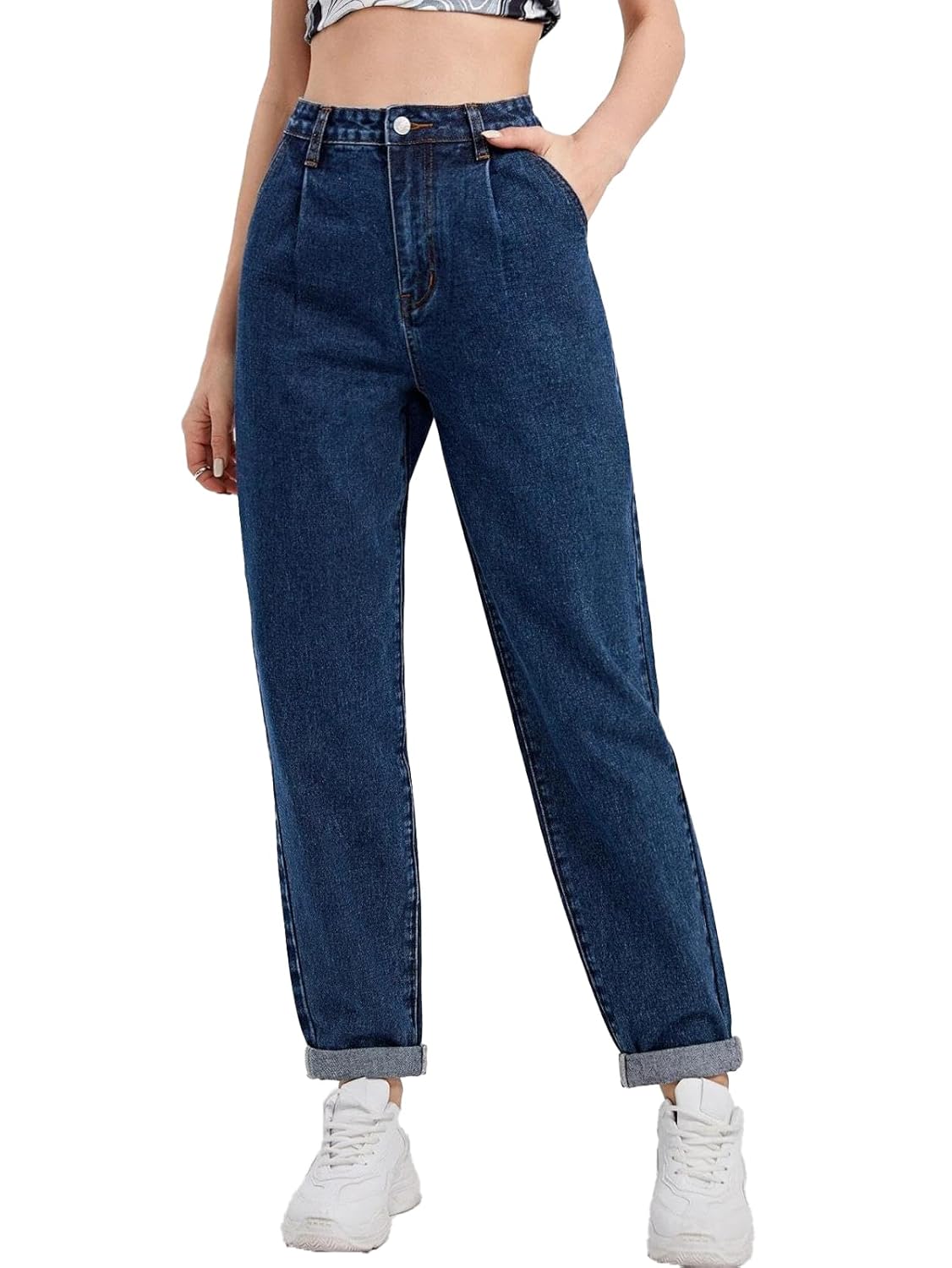 KOTTY Women Slim High Rise Dark Blue Jeans