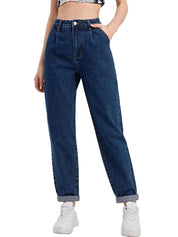 KOTTY Women Slim High Rise Dark Blue Jeans