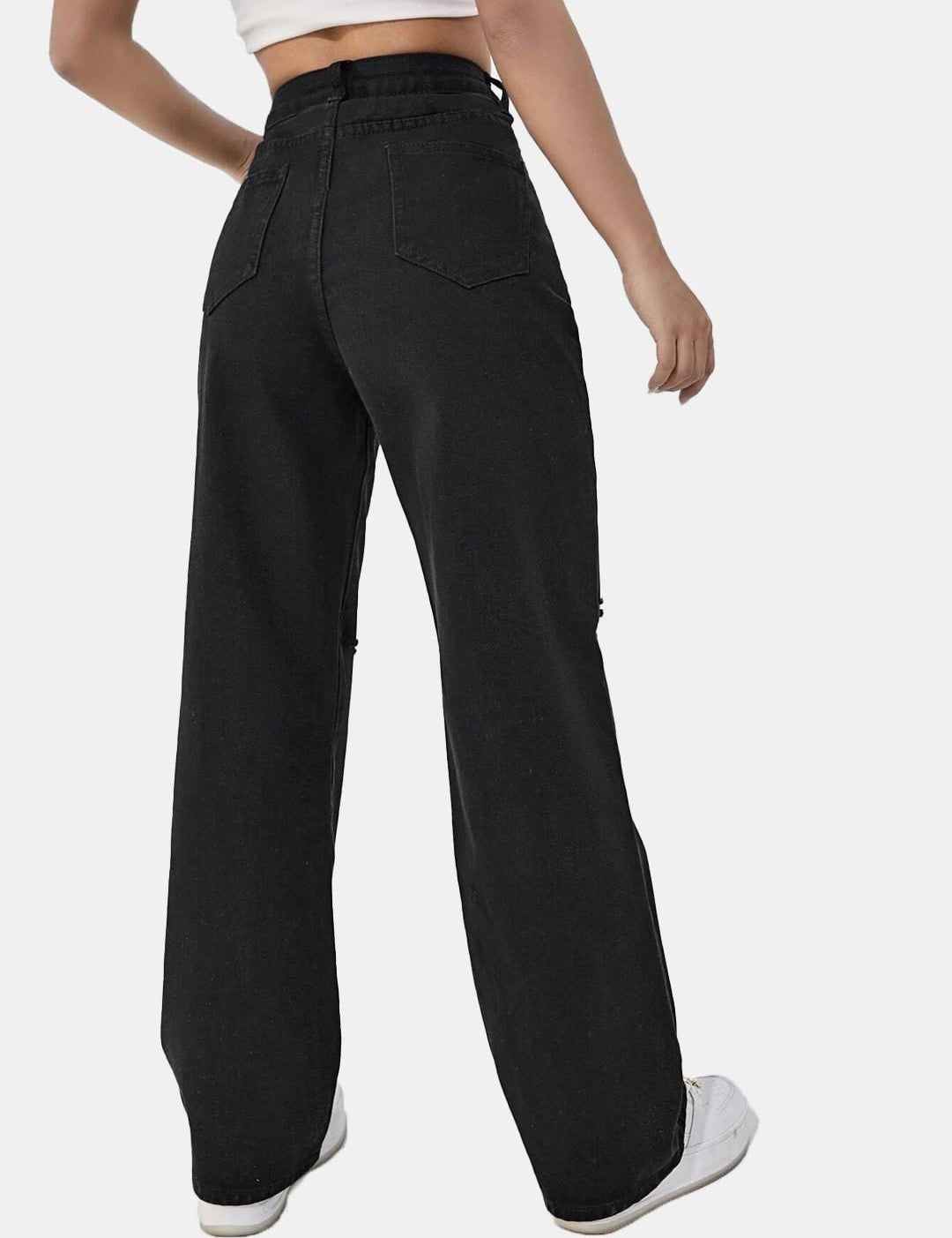 KOTTY Womens Solid High Rise Cotton Lycra Blend Relaxed Fit Jeans Oil Black