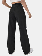 KOTTY Womens Solid High Rise Cotton Lycra Blend Relaxed Fit Jeans Oil Black