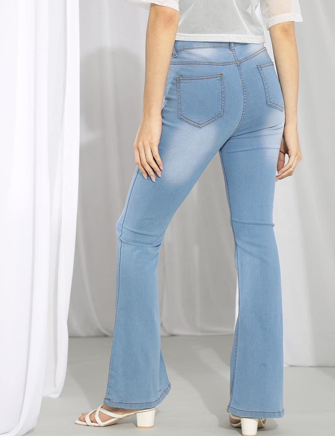 KOTTY Womens Cotton Lycra Blend Bootleg Fit High Rise Jeans
