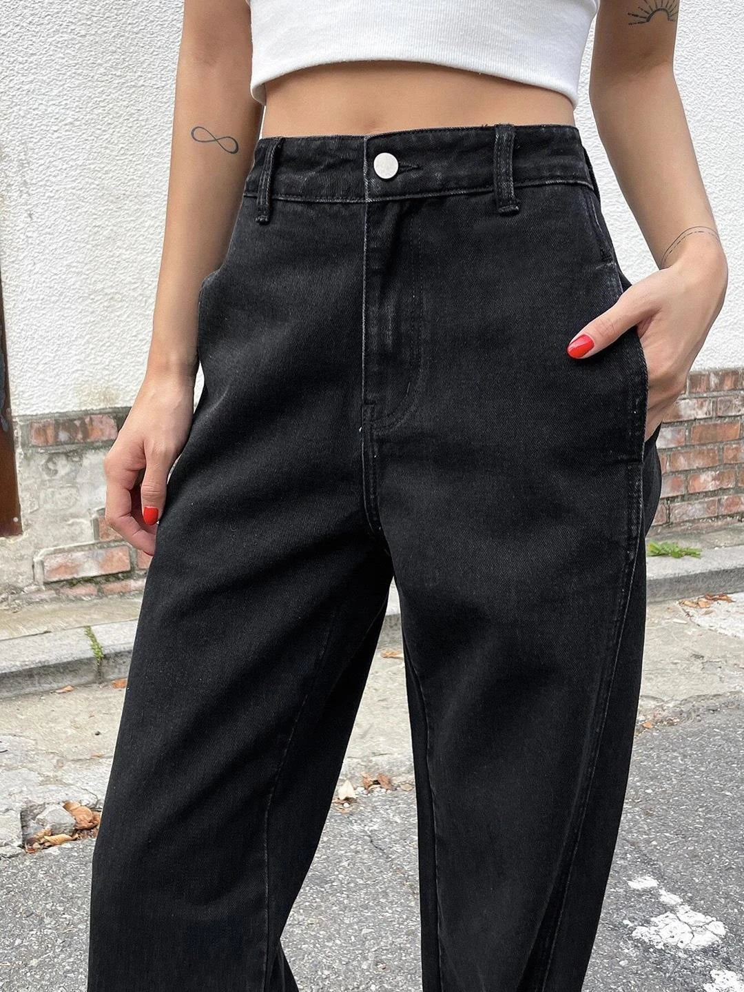 KOTTY Loose Fit Women Black Jeans 