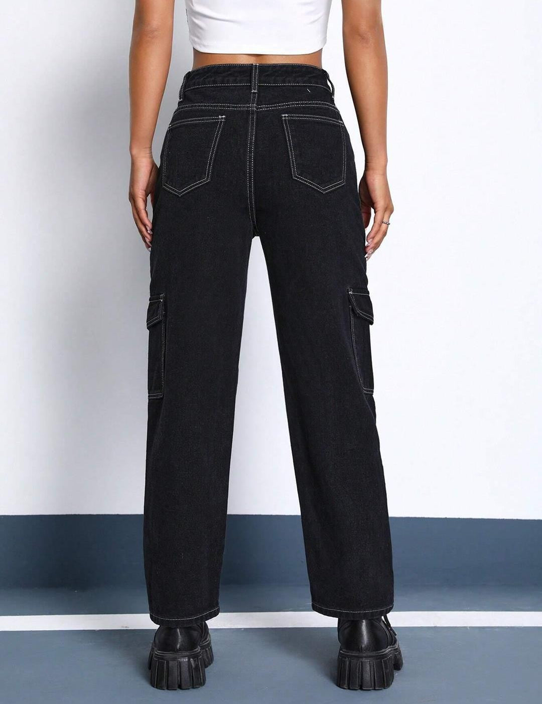KOTTY Cargo Regular Women Black Jeans 