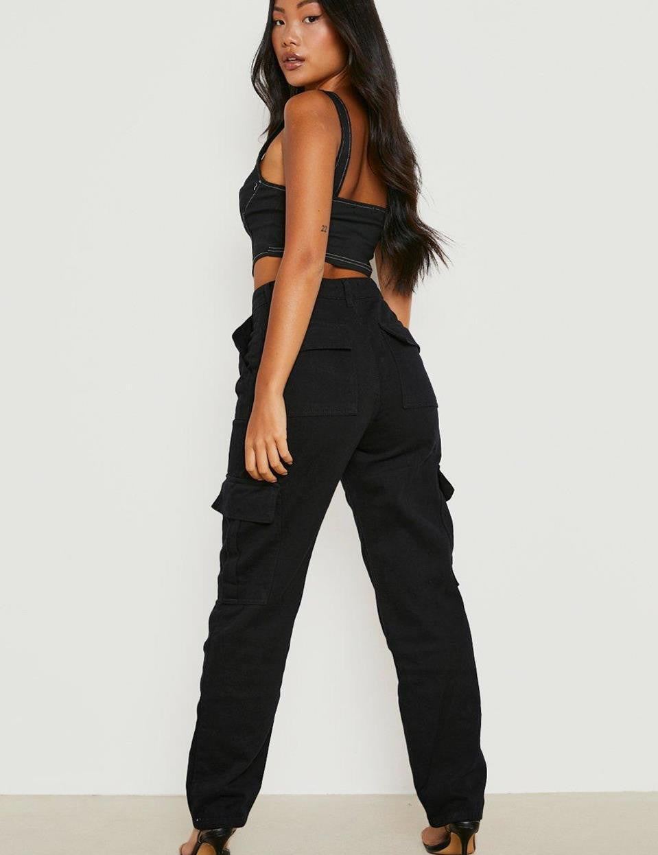KOTTY Cargo Regular Women Black Jeans 