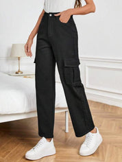 KOTTY Cargo Regular Women Black Jeans 