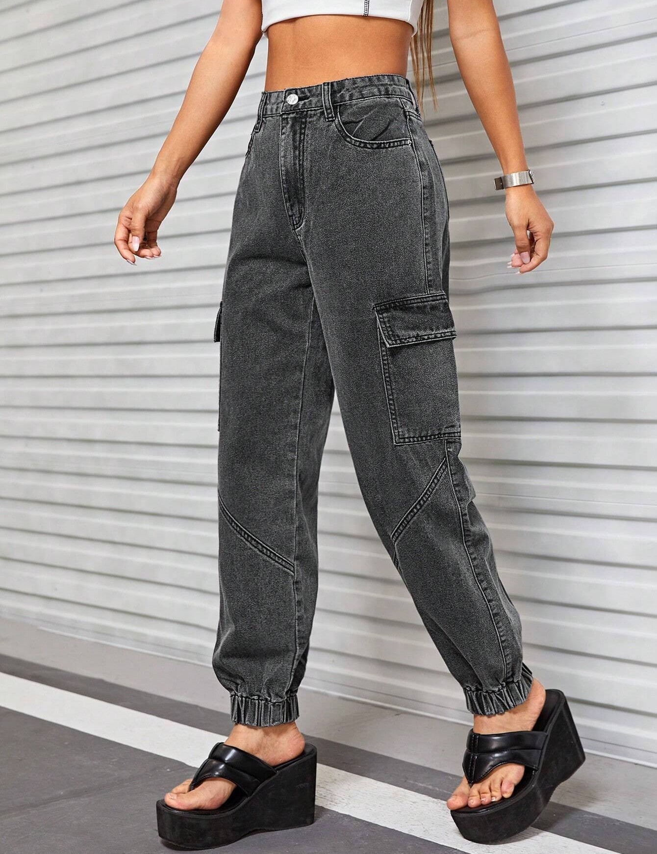 KOTTY Jogger Fit Women Dark Grey Jeans 