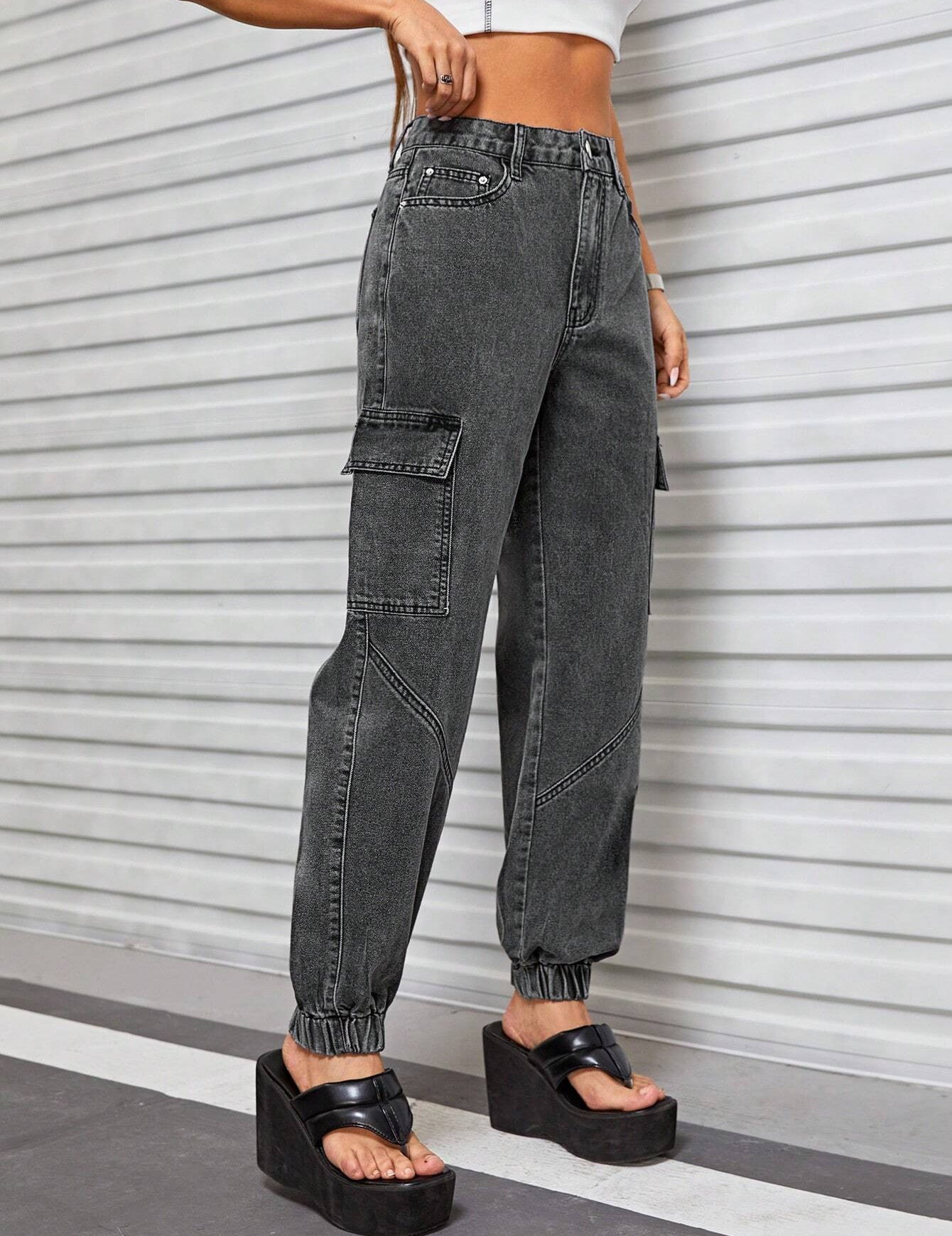 KOTTY Jogger Fit Women Dark Grey Jeans 