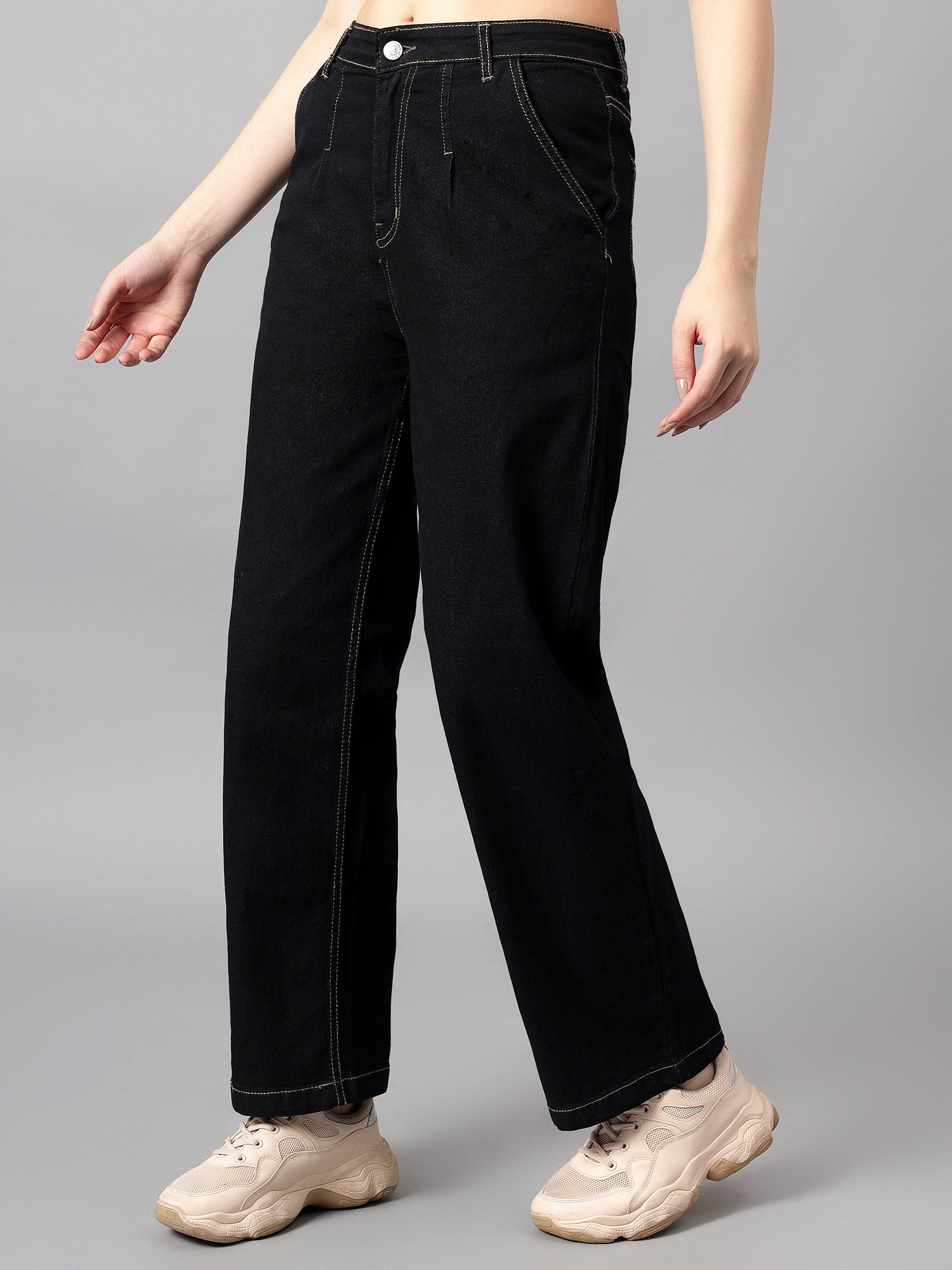 KOTTY Straight Fit Women Black Jeans 