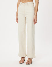 Women’s Beige High Waisted Wide Leg Jeans