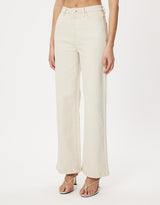 Women’s Beige High Waisted Wide Leg Jeans
