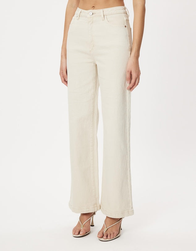 Women’s Beige High Waisted Wide Leg Jeans