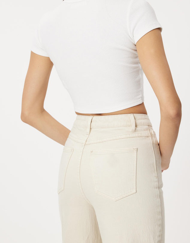 Women’s Beige High Waisted Wide Leg Jeans